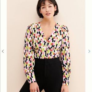 Anthropologie Glamorous Abstract Spot Blouse S LN